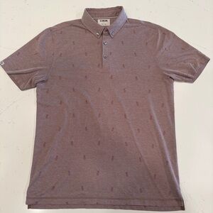 Linksoul DryTek Oxford Pineapple Print Golf Polo Burgundy Men's Size Large